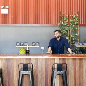 BAR. ACACIA WOOD CLAD. 12 TAP - 2 FONTS 6 TAPS ON EACH